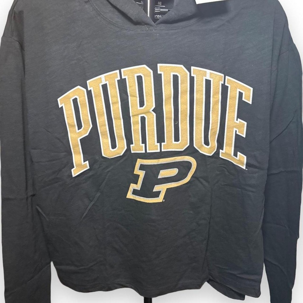 Purdue Boilermakers Cotton Hoodie with Gold 'PURDUE' and 'P' Logo Size Medium
